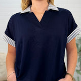 Drop Shoulder Collared Heavy Knit Top