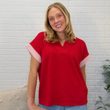 Drop Shoulder Collared Heavy Knit Top