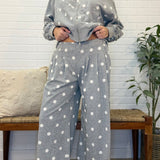 Polka Dot Print Zip Up Sweater