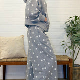 Polka Dot Print Zip Up Sweater