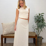 Polka Dot Satin Midi Skirt