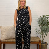 Woven Polka Dot Print Pants With Side Pocket