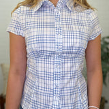 Fitted Short-sleeve Plaid Button-up Shirt