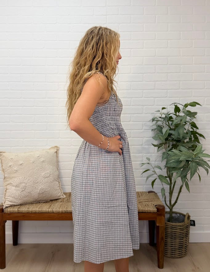 Plaid Smocked Bodice Dress