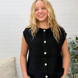 Sleeveless Button-up Sweater Vest