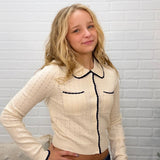 Collared Pointelle Knit Top
