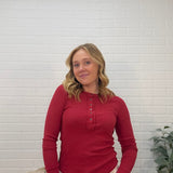 Pigment Dye Henley Long Sleeve Top