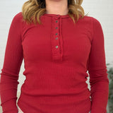 Pigment Dye Henley Long Sleeve Top