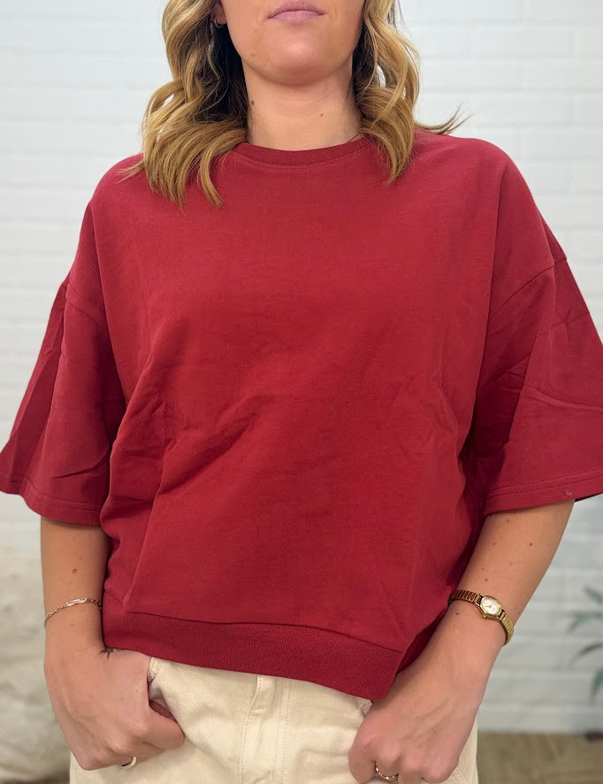 Washed Crew Neck Short Sleeve Top