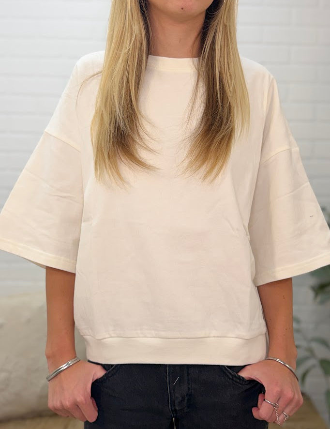 Washed Crew Neck Short Sleeve Top