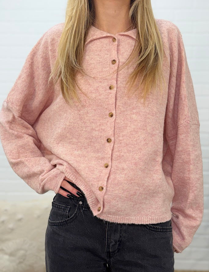 Button-up Collared Sweater Top