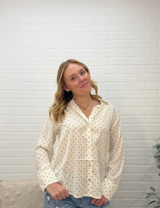 Button-up Polka Dot Shirt