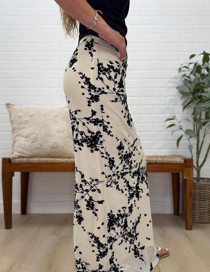 Contrast Velvet Print Maxi Skirt