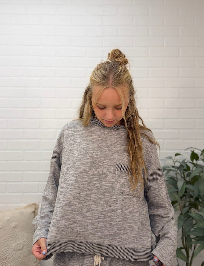 Striped Trim Pocket Top