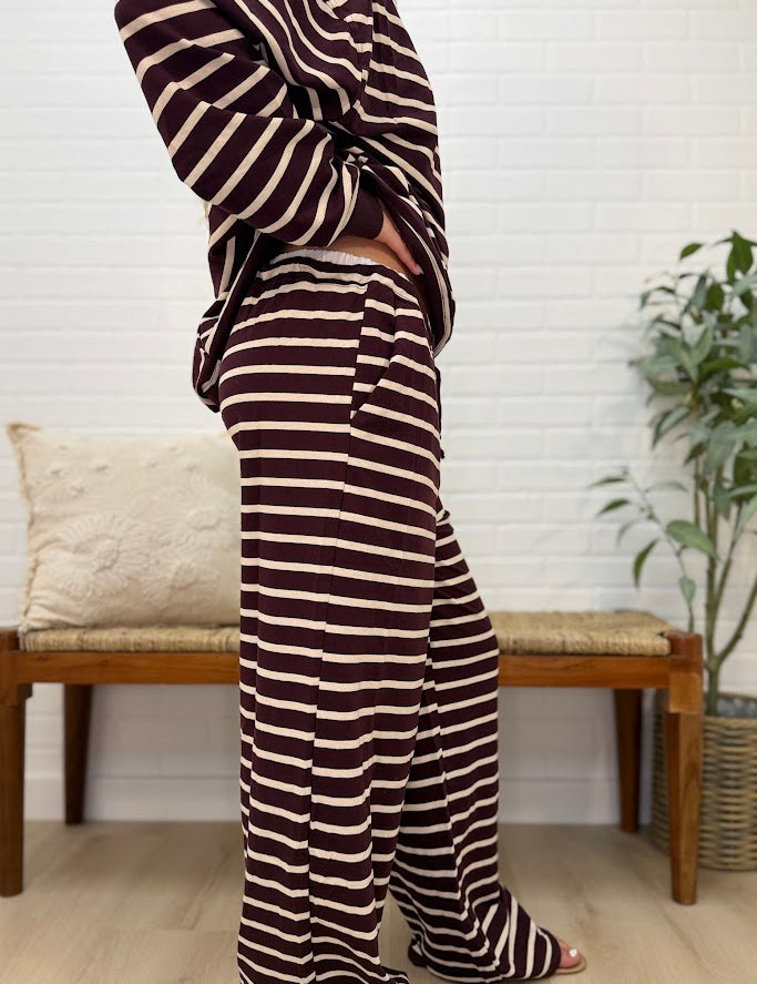 Striped Wide-leg Knit Pants