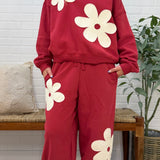 Floral Applique Drawstring Jogger Pants