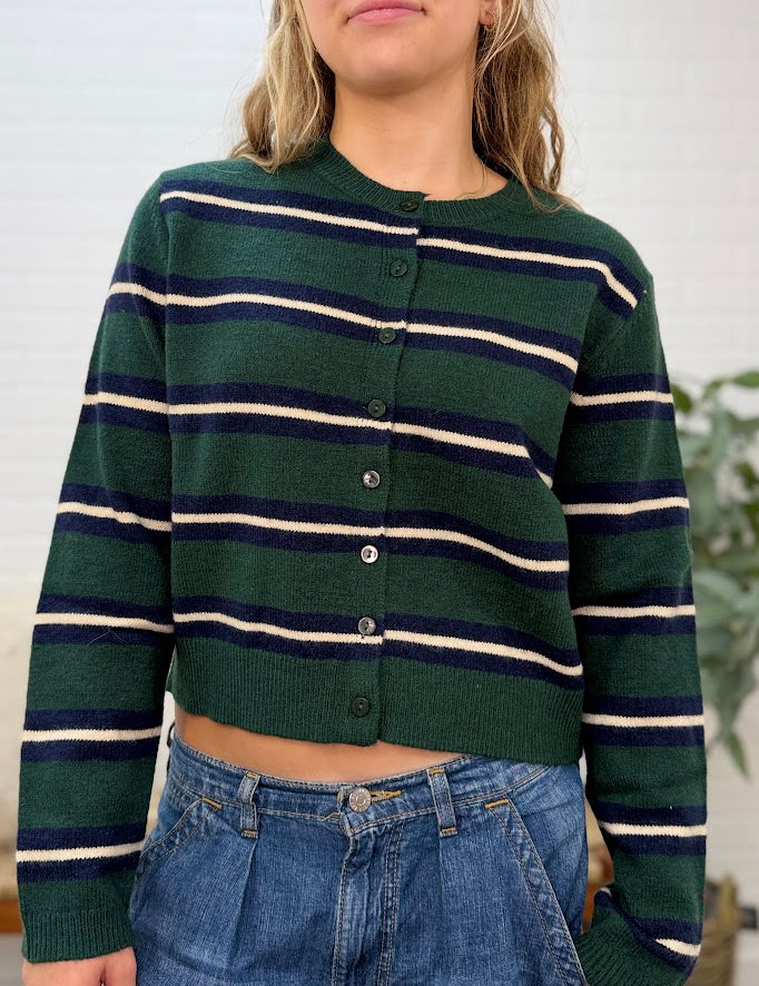 Multicolor Stripe Button Down Knit Top