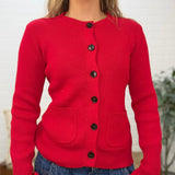 Round Neck Pocket Detail Knit Cardigan