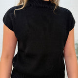 Mock Neck Extended Shoulder Knit Pullover Sweater