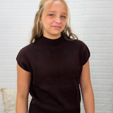 Mock Neck Extended Shoulder Knit Pullover Sweater