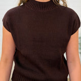 Mock Neck Extended Shoulder Knit Pullover Sweater