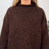 Mock Neck Long Sleeve Oversized Knit Sweater