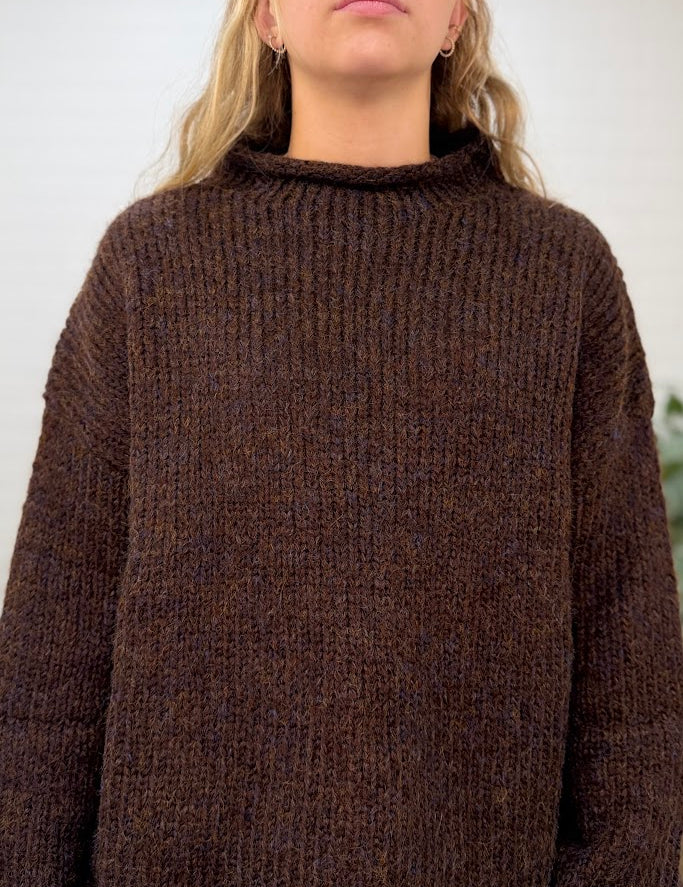 Mock Neck Long Sleeve Oversized Knit Sweater