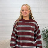 Multicolor Stripe Crew Neck Relaxed Knit Pullover