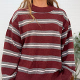 Multicolor Stripe Crew Neck Relaxed Knit Pullover