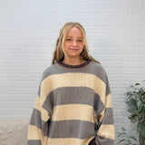 Oversized Stripe Crew Neck Long Sleeve Sweater