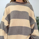 Oversized Stripe Crew Neck Long Sleeve Sweater