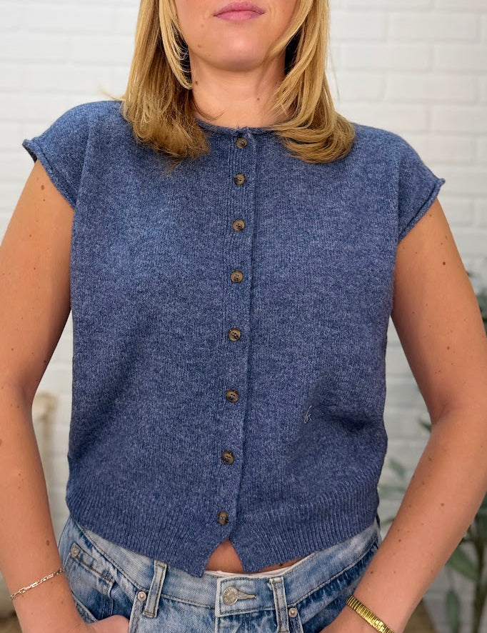 Raw Edge Sleeveless Lightweight Cardigan