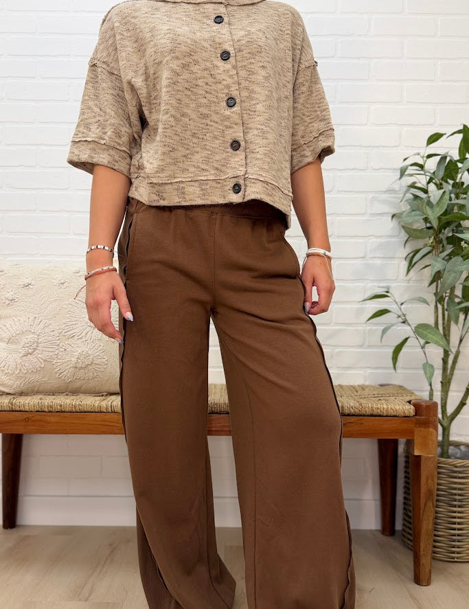 Elastic Waist Side Panel Knit Lounge Pants