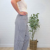 Stripe Pocket Detail Wide Leg Pants