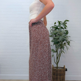Print Elastic Waist Midi Skirt