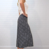 Print Elastic Waist Midi Skirt