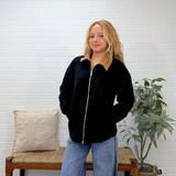Corduroy Collar Quilted Zip-up Jacket