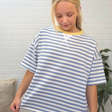 Stripe Colorblock Detail Short Sleeve Knit Shirt