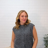 Open Knit Sleeveless Button Front Sweater Vest