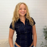 Short Sleeve Button Up Denim Top