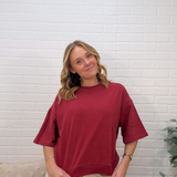 Washed Crew Neck Short Sleeve Top